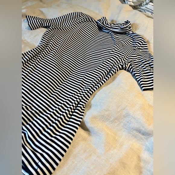 Michael Kors Stripe Turtleneck short sleeve designer retro pinup dark academia - Picture 4 of 8